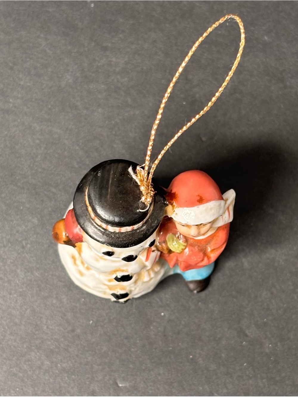 Vtg Bronson ImportsCeramic Hanging Decorative Snowman & Child Christmas Ornament - Picture 5 of 10
